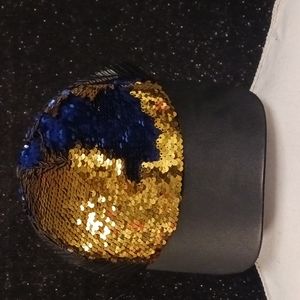 Sequin Hat Gold, Royal Blue & Black